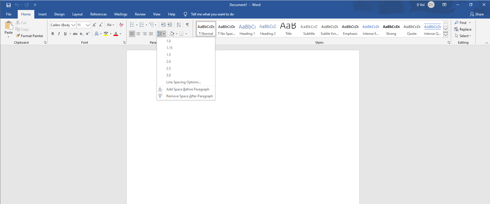 Next, open the <i>Paragraph </i> dialog box from the <i>Home </i> tab and ensure that <em>Line spacing</em> is not set to <i>Exactly </i>
