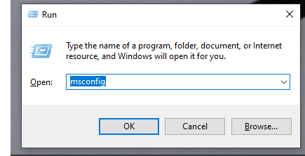 Type in msconfig