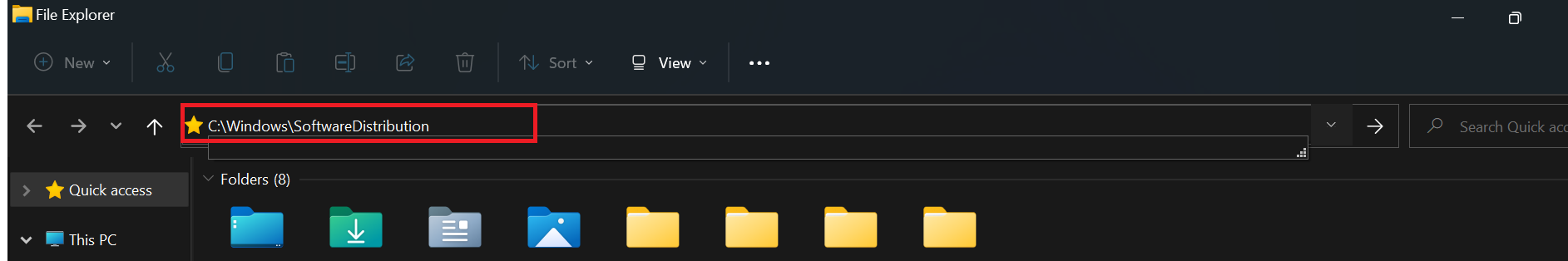 Open File Explorer and go to C:WindowsSoftwareDistributionDownload