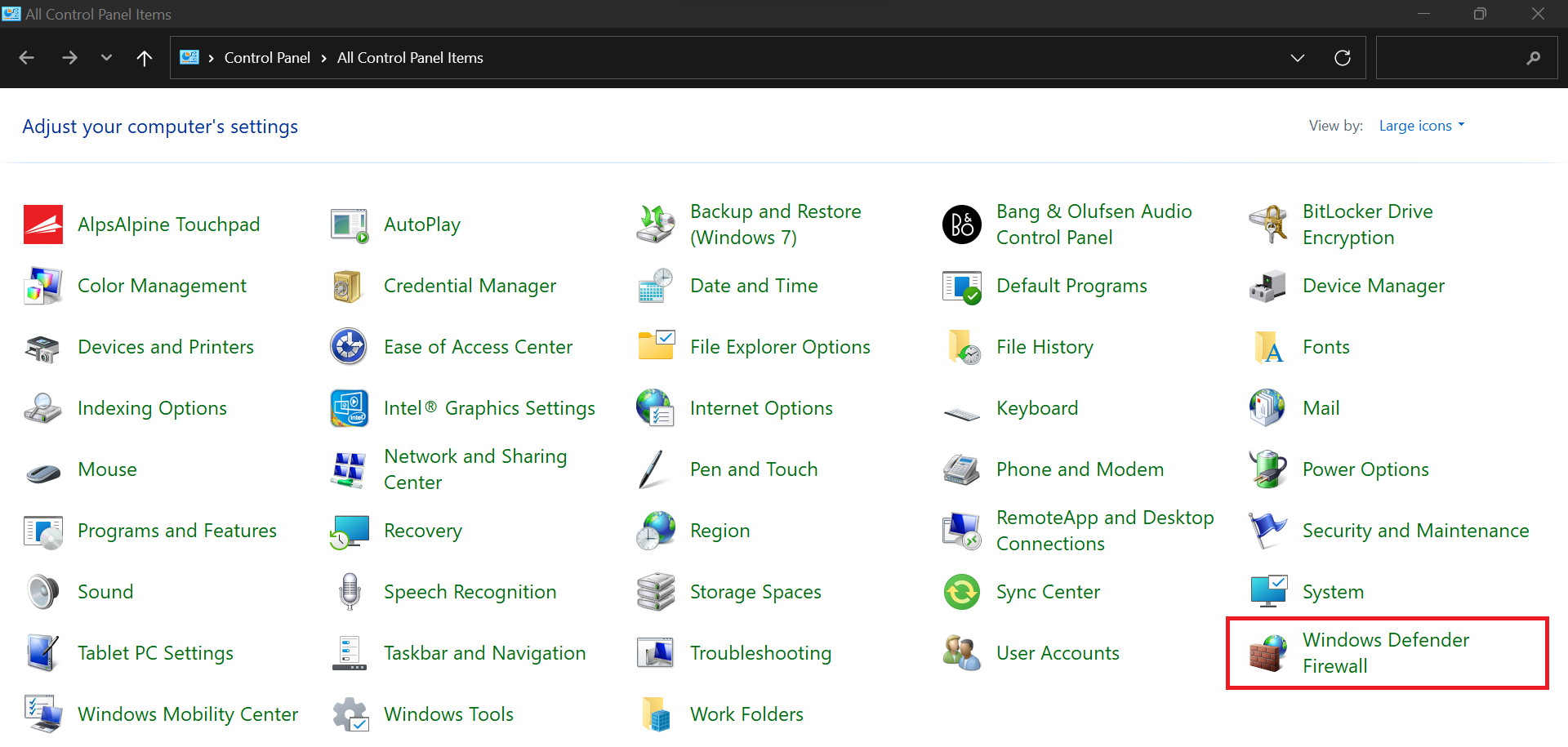 Go to the Control Panel and click on Windows Defender Firewall